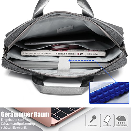 CoolBELL 15 6 Zoll Laptop Tasche Nylon Schultertasche mehrfach Abteil Messenger Bag Handtasche Tablet Aktentasche f  r Laptop   Tablet   Macbook Grau