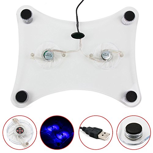 Für Ihren ODYS Trendbook Next 14 Pro, Trendbook 14 Pro, Shape Pro, Vario Pro 12, Shape 360 und Elite Win 360 Laptop: Transparenter Kühl Pad | Cooling Pad | Notebook Cooler mit USB und LED - 9