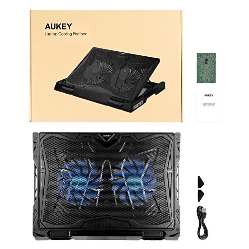 AUKEY Laptop Kühler 12-17 Zoll Ständer Verstellbar, 2 Lüfter mit LEDs, 2 USB Ports, Cooling Pad Notebook Cooler Kühlpad (CP-R6) - 8
