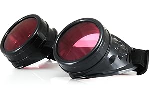 4sold Steampunk nero rame cyber goggles Goth vintage Victorian occhiali da sole + set di lenti