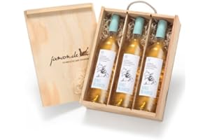 ‎JAMON.DE Blanco Wine Gift | Three White Wines from Spain | Ready to Gift Packed in Wooden Wine Box | Vino Blanco D.O. Utiel-Requena | Dry, Fruity | Macabeo and Chardonnay