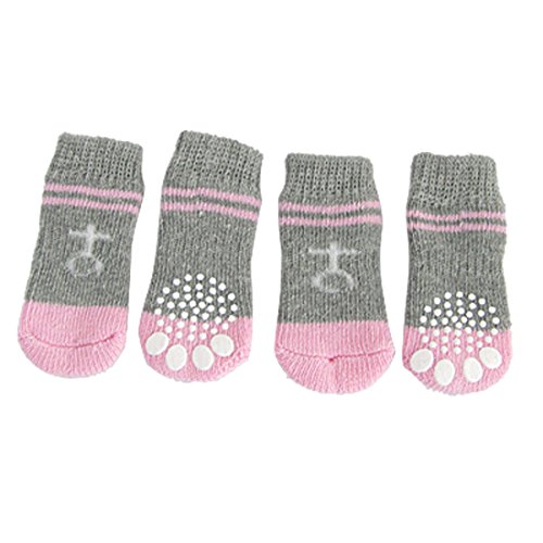 TOOGOOR-Pink-Gray-Nonslip-Warm-Knitted-Socks-Bootie-for-Pet-Dog