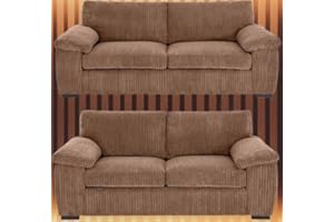 GENERIC Jumbo Cord 3+2 Seater Sofa Set: Redefine Your Living Space with Luxurious Comfort & Timeless Style – Deep Cushions, Sturdy Build & Ultra-Soft Fabric (Beige, 3+2 Seater)