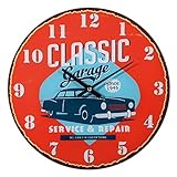 Wanduhr ''Classic Garage'' | Retro Uhr | Klein | Design | Uhren | für Wohnzimmer | Dekoration | Schmücken | Küchenuhr | Preis am Stiel®