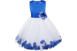 IEFIEL Pétales Fleur Robe Demoiselle d'honneur Bébé Enfant Filles Robe Cérémonie Princesse Noeud Papillon Dos Jupe 2-14 Ans