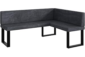 ‎MEBLINI MEBLINI Eckbank für Esszimmer - Küchenbank - Essecke - Sitzecke Küche - Toni - U-Beine 128x168x87cm Rechts - Dunkelgrau Samt
