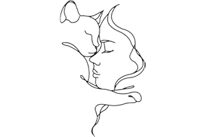 Huspox Wall Art Decor Black, Metal Wall Art, Girl and Cat Wall Decoration for Cat Lovers