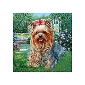 Lzndeal 5d Diy Curly Hair Dog Diamond Cross Stitch Embroidery