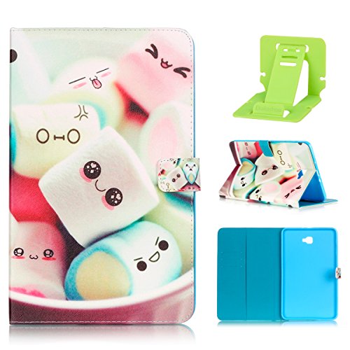 Samsung Galaxy Tab A 10.1 Hülle,Galaxy Tab A 10.1 (2016) Ledertasche Smart Cover,Ekakashop Bunt Muster Painting Handtuch Kuchen Flip Magnetverschluss PU Leder Wallet Case Kunstleder Etui Schale Ständer Tasche Etui Schutzfolie mit Einstellbarem Blickwinkel Schutzhülle und Kreditkarte Card Holder Slot für Samsung Galaxy Tab A 10.1 Zoll (2016 Version SM-T580N SM-T585N) + 1x Kostenlos Ständer (Farbe zufällig)
