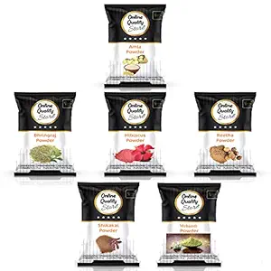 Online Quality Store Reetha (100g) + Amla (100g) + Shikakai (100g) + Bhringraj (100g) + Hibiscus (100g) + Mehandi (100g) Powder For Hairs, 600g