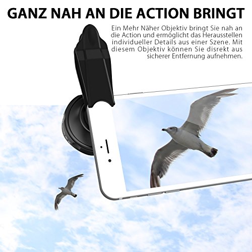 Mozeat Lens Objektiv Handy Clip-On Lens 3X TeleobjektivÂ mit Universal Klemme,fÃ¼r iPhone,Samsung , Android ,Windows usw.Keine dunkle RÃ¤nder.