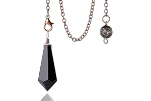 XIANNVXI Healing Crystal Pendulum for Divination Dowsing Scrying Black Obsidian Pendulum Crystal Gemstone Pendant Vintage Bronze Chain Energy Reiki Witchcraft Pendulum