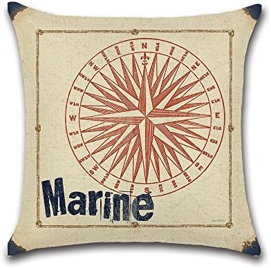 Excelsio Marine Series Style Cushion Covers Case for Sofa Bed Living Room Bedroom Home Decor, Personalised Square Cotton Linen Pillow Cushion Covers 45x45cm/18X18inch (C)