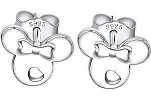 Pendientes Findout. Pendientes de Mickey Mouse de plata de ley, para mujer y niñas(s1480)