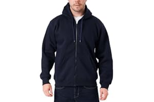 LABEL APPAREL Mens Zip Up Hoodie 300GSM Fleece Plain Pullover Zipped