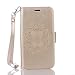 Produktbild Lonchee Samsung Galaxy S5 SV I9600 G900 Wallet Tasche Brieftasche Schutzhülle ,Mandala Blumenmuster geprägt Muster Design Hochwertige PU Leder Folio Tasche Case Hülle im Bookstyle mit Standfunktion Kredit Kartenfächer (Gold)