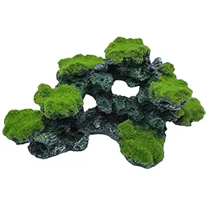 Tfwadmx Aquarium Decoration Coral Reef Resin Fish Tank Rock Cave Betta Fish Artificial Coral Hideout Cave with Moss