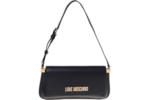 Borsa donna Love Moschino piatta a spalla in ecopelle nero BS25MO37 JC4058PP1MLO0000