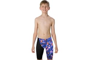 pentland brands plc Speedo Junior Boy's Fastskin Endurance+ Highwaist Jammer - Black/Red/Kanji Lights