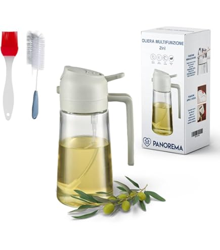 Spruzzatore Olio 2 In 1 Vetro | 470 Ml | Con Dosatore | Nero | Per Cucina Sana E Insalate