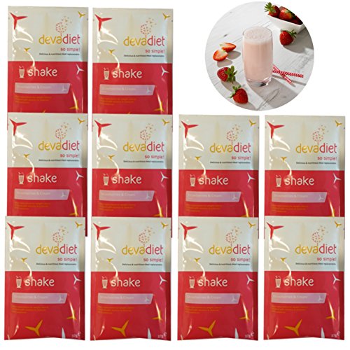 10 x Strawberry Meal Replacement Shakes Devadiet Weight Loss Low