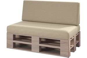 sunnypillow Palettenkissen mit abnehmbarem Bezug Kaltschaum Palettenauflage Palettenpolster Palettensofa Sitzkissen Rückenlehne Indoor Outdoor 2er Set 120 x 80 Cremefarben