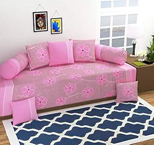 Choice Homes 3D Designer Printed diwan Set 8 Pieces of Combo 2 Bolster,5 Cousins Covers and Single bedsheet