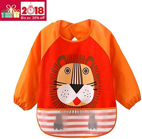Waterproof Sleeved Bibs Wet Weathering Baby Bibs Baby Bibs Long Arm - Food and Play Smock Apron for toddlers from 6 to 36 months