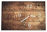 LAUTLOSE Designer Tischuhr Holz Optik braun bretter rustikal...