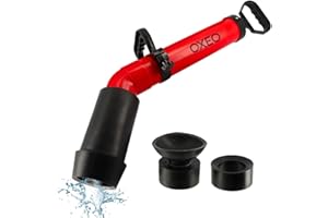 OXEO Déboucheur canalisation Pro - 3 Adaptateurs Inclus - Déboucheur à pompe - Evier - Toilette - Baignoire