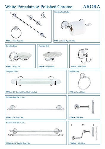 MODONA 9755-A Toilet Paper Holder with Cover White Porcelain and Polished Chrome Arora Series - 4