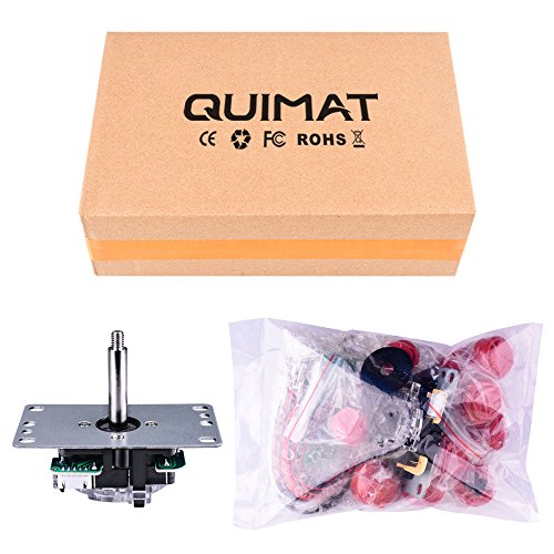 Quimat Cero Retraso Juego de Arcade Joystick USB Codificador Kit de Bricolaje PC para Mame Jamma Raspberry Pi y Juego de Lucha Rojo QR02
