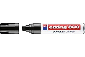 edding 800 Marqueur permanent - noir - 5 stylos - pointe biseautée 4-12 mm - pour des marquages larges - sèche vite, résiste à l'eau et aux frottements - pour carton, plastique, bois, métal, verre
