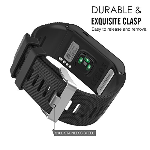 MoKo vívoactive HR Sport Armband – Silikon Ersatz-Uhrenarmband Uhrenarmband Einstellbar Armband Replacement Wechselarmband watch band für Garmin vívoactive HR Sport GPS-Smartwatch, Schwarz - 3