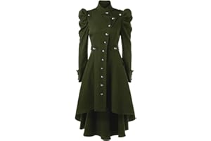 Shoplifemore Gothic Long Trench Coat Black Slim Asymmetric Lapel Collar Button Elegant Autumn Winter Vintage Goth Overcoat Outwears