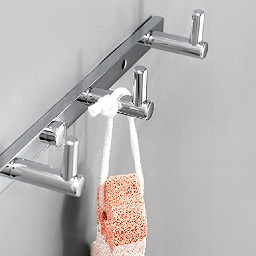 Handtuchhaken Bademantelhaken Kleiderhaken Wandhaken mit 3 Haken der Wand befestigt, Chrom - 4