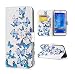 Produktbild Lonchee Schutzhülle / Cover / Handyhülle / Ledertasche / Brieftasche Etui für Samsung Galaxy J7 Marmormuster Gemalte Muster Design Folio PU Leder Tasche Case Hülle im BookStyle mit PU Leder Hülle Wallet Case – Kleiner blauer Schmetterling