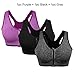 Produktbild DAGUAISHOU Sport Bra3Pcs Frauen Zipper Push Up Sport-Büstenhalter Plus Größe Gepolsterte Wirefree Atmungsaktiv Sport Tops Fitness Gym Yoga Sport-BH-Oberteil, Lila Schwarz Grau, L