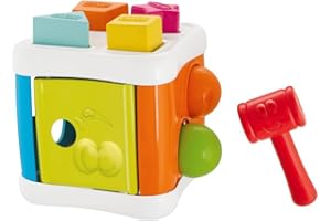 Chicco Cube à formes 2 en 1 , Cube d'Activité Bébé, Jeu de Tri des Formes avec 4 Formes Géométriques, 2 Balles et un Marteau, Cube Multi-Activités - Jeux Éducatif Enfants 10 Mois - 3 Ans