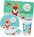 Produktbild 3 tlg. Set _ Teller & Platzdeckchen & Trinkbecher - " Fuchs - Hello Winter " - incl. Name - Speiseteller / Plätzchenteller - Keksteller / Melaminteller - mehrweg - für Erwachsene & Kinder - Plastikgeschirr / Plastikteller - Kinderteller - Kindergeschirr - Servierteller - Becher Kunststoffteller - bunt Geschirr / Esslerngeschirr - Unterteller / Platzteller - für Plätzchen Weihnachtsteller / Kerzenteller - Dekoteller - Gebäckteller