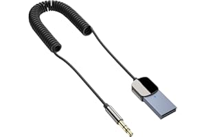 Yoezuo Bluetooth Aux Adapter, Car Aux Bluetooth 5.0 Receiver 3.5mm Jack Audio Adapter with Built-in Microphone for Car/Speaker/Amplifier Stereo Music, Plug & Play, Handsfree Call