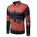 Produktbild POIUDE Herren Shirt Stehkragen Slim Fit Baumwolle Lange Ärmel Männer Stehkragenhemd Business Hemden(Orange, XXL)