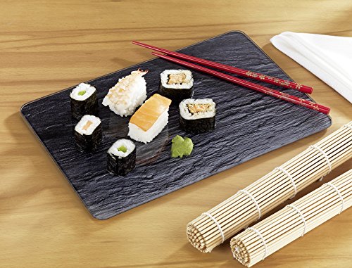 Wenko 2712477500 Servierplatte Schiefer Schneidbrett, Glas, schwarz - 2