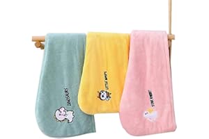 CHEVVY 3 Pezzi Asciugamano Capelli Turbante Microfibra con Disegno Ricamato Asciugamano Capelli Asciugatura Rapida Super Assorbente (Giallo Verde Rosa)