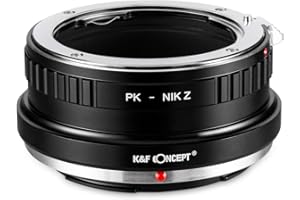 K&F CONCEPT Adaptador de Objetivo PK-Nikon Z,Anillo Adaptador de Montura Lente Compatible con Objetivos Pentax (K PK Mount) a Cuerpo de Cámara Nikon Z Z5 Z6 Z7 (Mount Z),PK-NIK Z