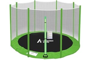 ULTRAPOWER SPORTS Set d’accessoires pour trampoline 244 cm – 6 tiges 305 cm – 8 tiges 366 cm – Comprend :Filet de rechange de sécurité pour trampoline de 180 cm de hauteur + Recouvrement en PVC de ressorts et des bords résistants aux ultraviolet (bleu/vert/rose/noir)