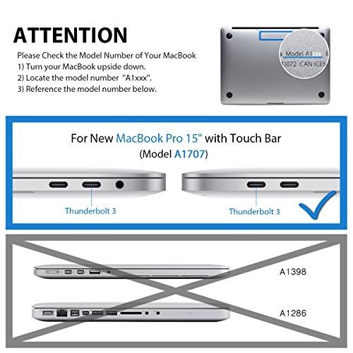 LENTION Matte Hartschale f  r MacBook Pro  15   2016  Modell-A1707  LENTION Durchsichtige Plastikabdeckung   Schale f  r Mac Book Laptop  matte H  lle