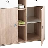 Babyzimmer Kinderzimmer komplett Set WIKI 6 in Eiche Sonoma / Weiß Komplettset mit grossem Kleiderschrank, Babybett, Lattenrost und Wickelkommode mit Wickelaufsatz - 3