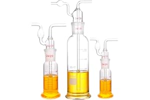 UKFENGHENG Labor Gas Waschflasche Glas Vakuumfalle mit einem geraden Rohr und einem gebogenen Rohr für Chemie Labor Glaswaren Kit (100ml)