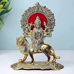 Chhariya Crafts Durga Maa Murti for Home Decorative Showpiece - 20 cm (Metal, Gold)